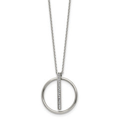 Chisel Stainless Steel Polished with Preciosa Crystal Pendant on a 16 inch Cable Chain with a 2 inch Extension Necklace