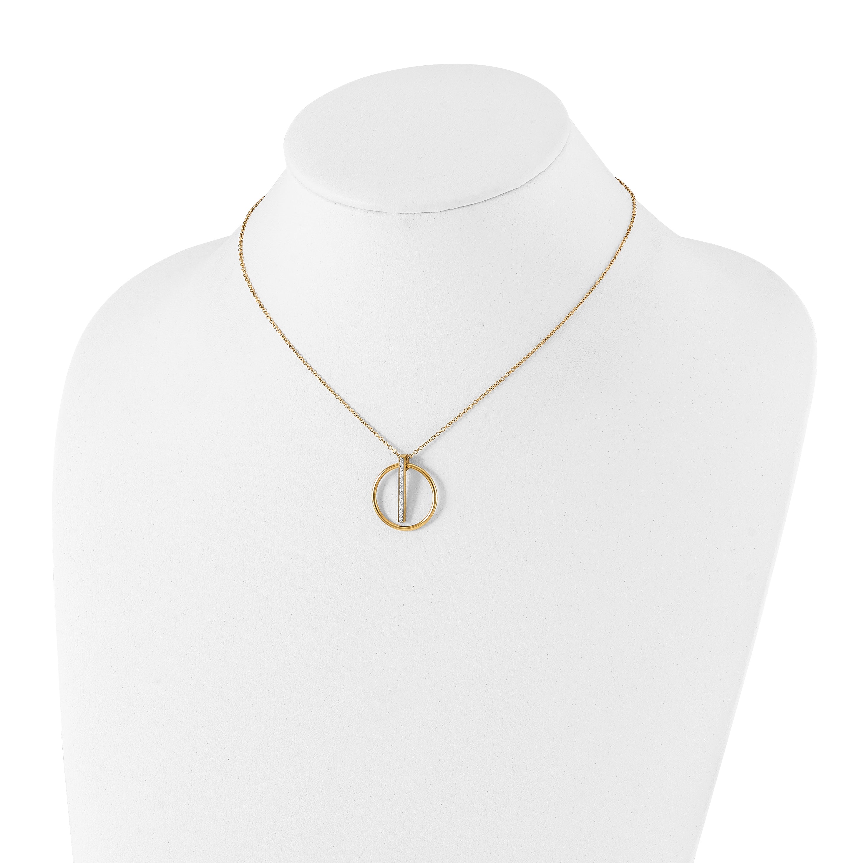 Chisel Stainless Steel Polished Yellow IP-plated with Preciosa Crystal Pendant on a 16 inch Cable Chain with a 2 inch Extension Necklace