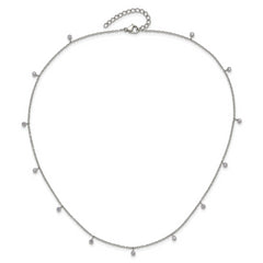 Chisel Stainless Steel Polished Clear Crystal 17.5 inch with 2 inch Extension Necklace