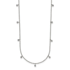 Chisel Stainless Steel Polished Clear Crystal 17.5 inch with 2 inch Extension Necklace