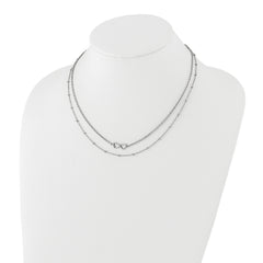 Chisel Stainless Steel Polished Double Hearts on an 18 inch 2-Strand Cable Chain Necklace