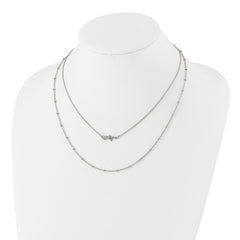 Chisel Stainless Steel Polished Heartbeat 2-Strand 17 inch Cable Chain with a 1.75 inch Extension Necklace