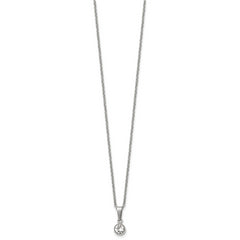 Chisel Stainless Steel Polished Crystal Pendant on a 16 inch Cable Chain with a 2 inch Extension Necklace