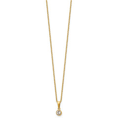 Chisel Stainless Steel Polished Yellow IP-plated Crystal Pendant on a 16 inch Cable Chain with a 2 inch Extension Necklace