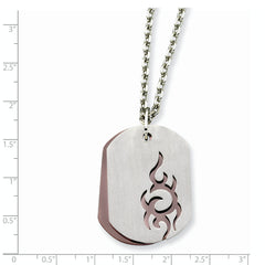 Stainless Steel Brushed & Polished Brown IP-plated Dog Tags Necklace