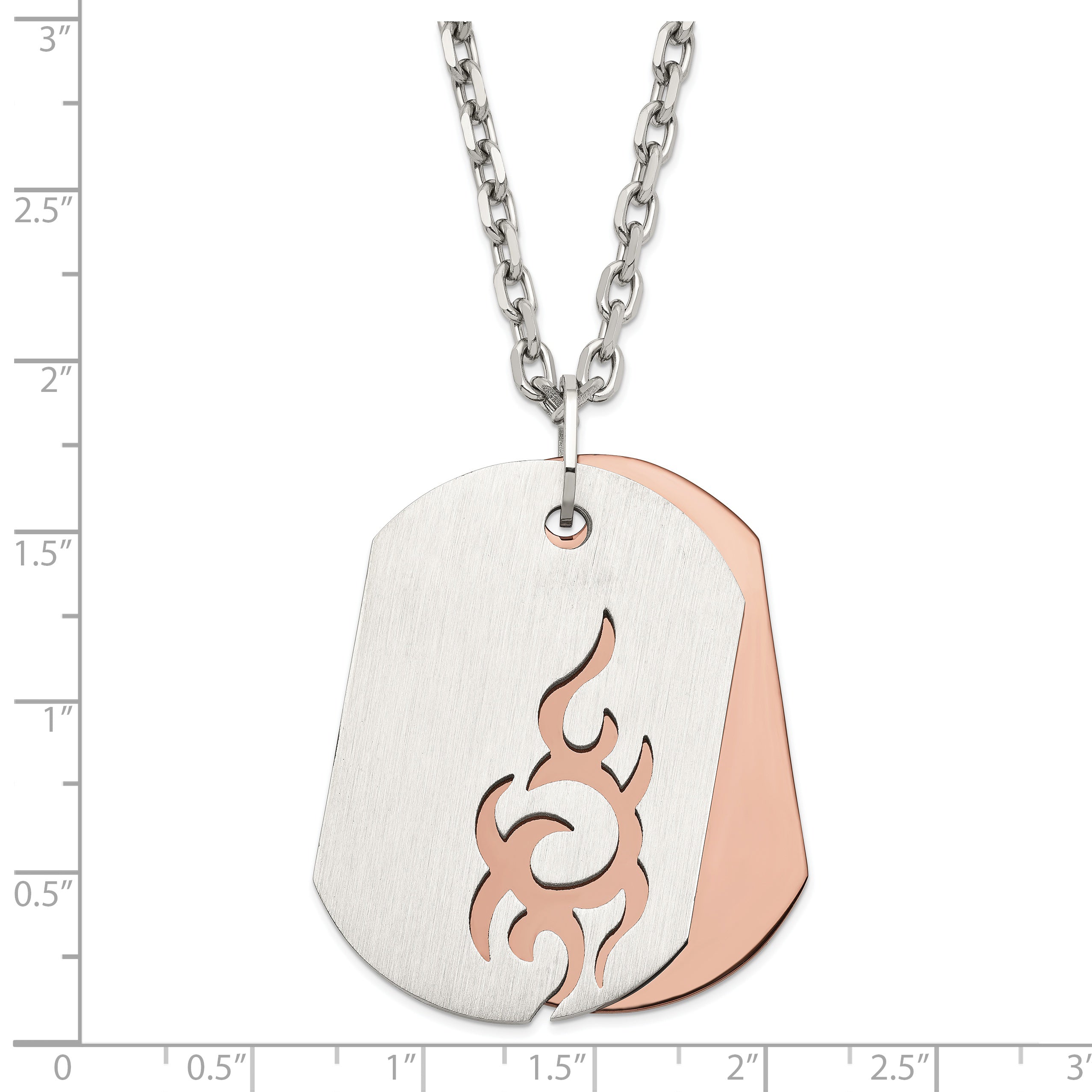 Stainless Steel Brushed & Polished Brown IP-plated Dog Tags Necklace