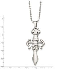 Chisel Stainless Steel Polished Dagger Pendant on a 24 inch Ball Chain Necklace