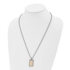 Chisel Stainless Steel Brushed and Polished with 18k Gold Accent .01carat Diamond Pendant on a 24 inch Ball Chain Necklace