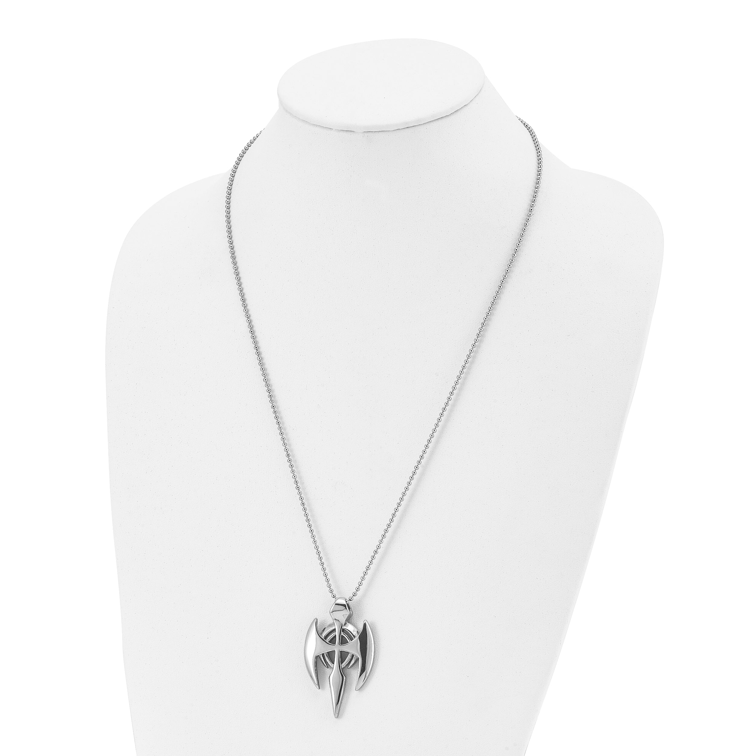 Chisel Stainless Steel Polished Gothic Cross Pendant on a 24 inch Ball Chain Necklace