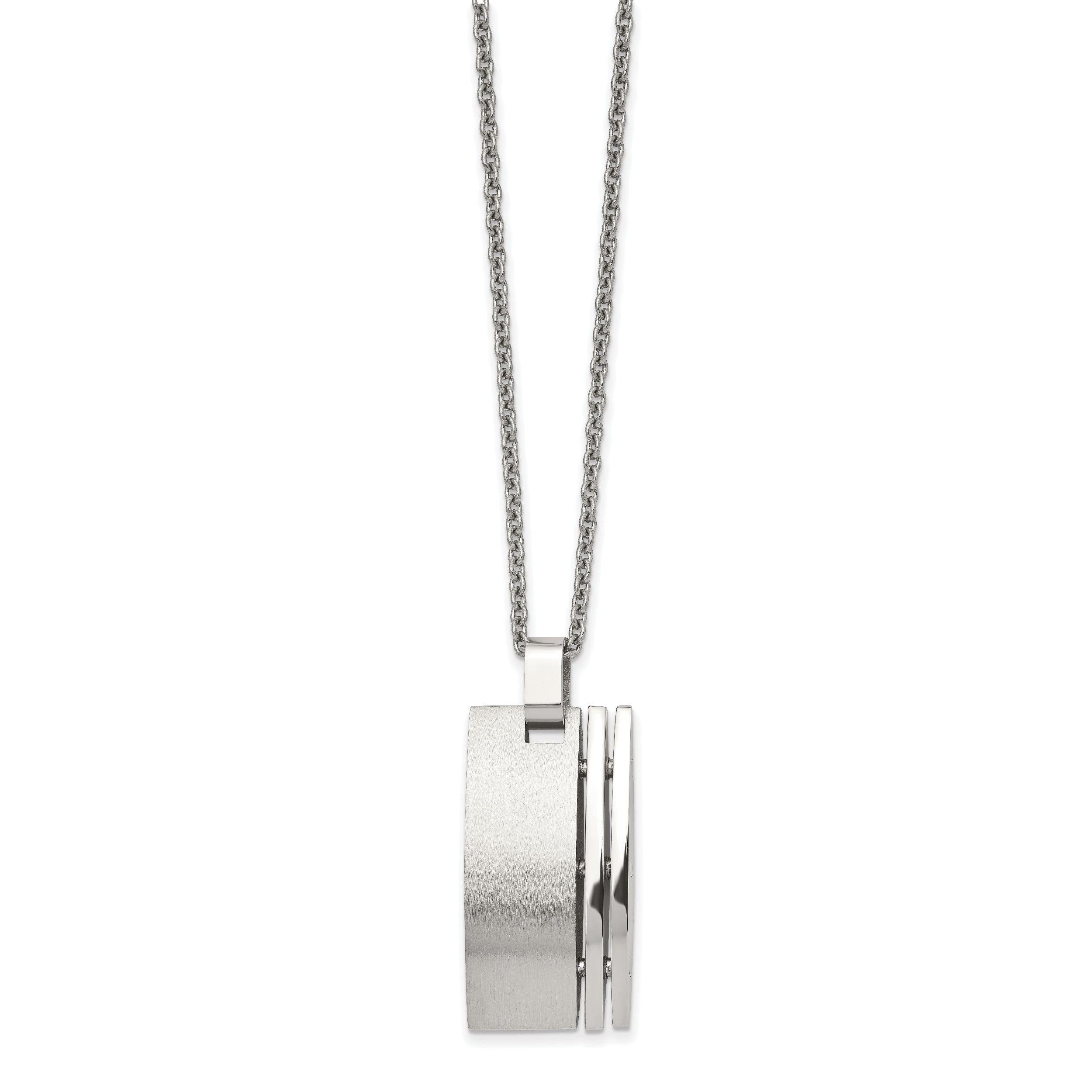 Chisel Stainless Steel Brushed Pendant on a 22 inch Cable Chain Necklace