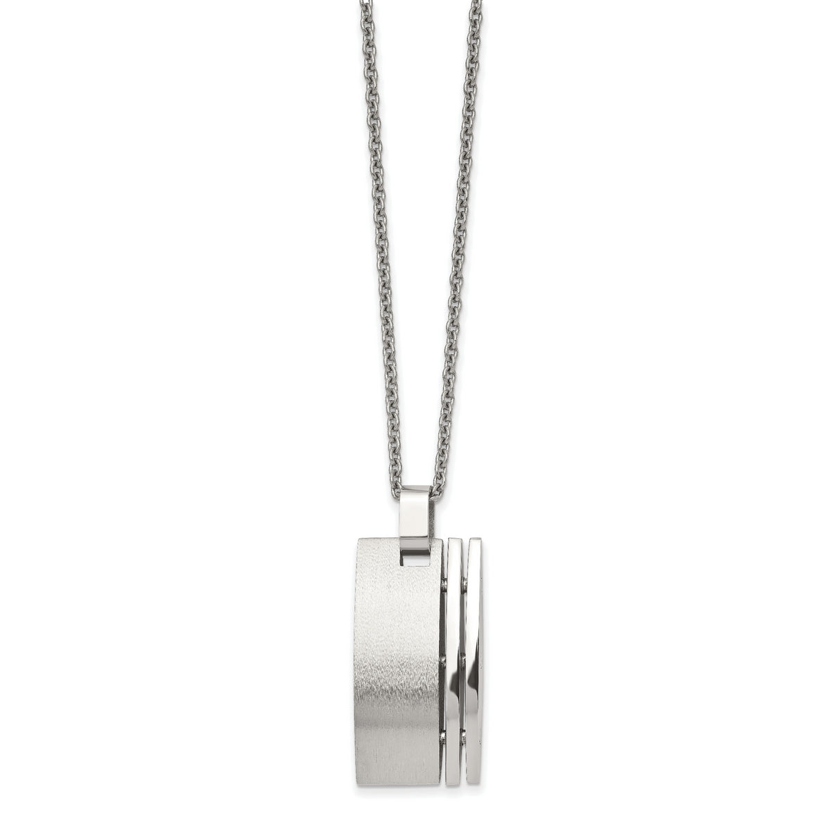 Chisel Stainless Steel Brushed Pendant on a 22 inch Cable Chain Necklace