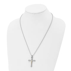 Chisel Stainless Steel Polished with 14k Gold Accent Crucifix Pendant on a 22 inch Ball Chain Necklace