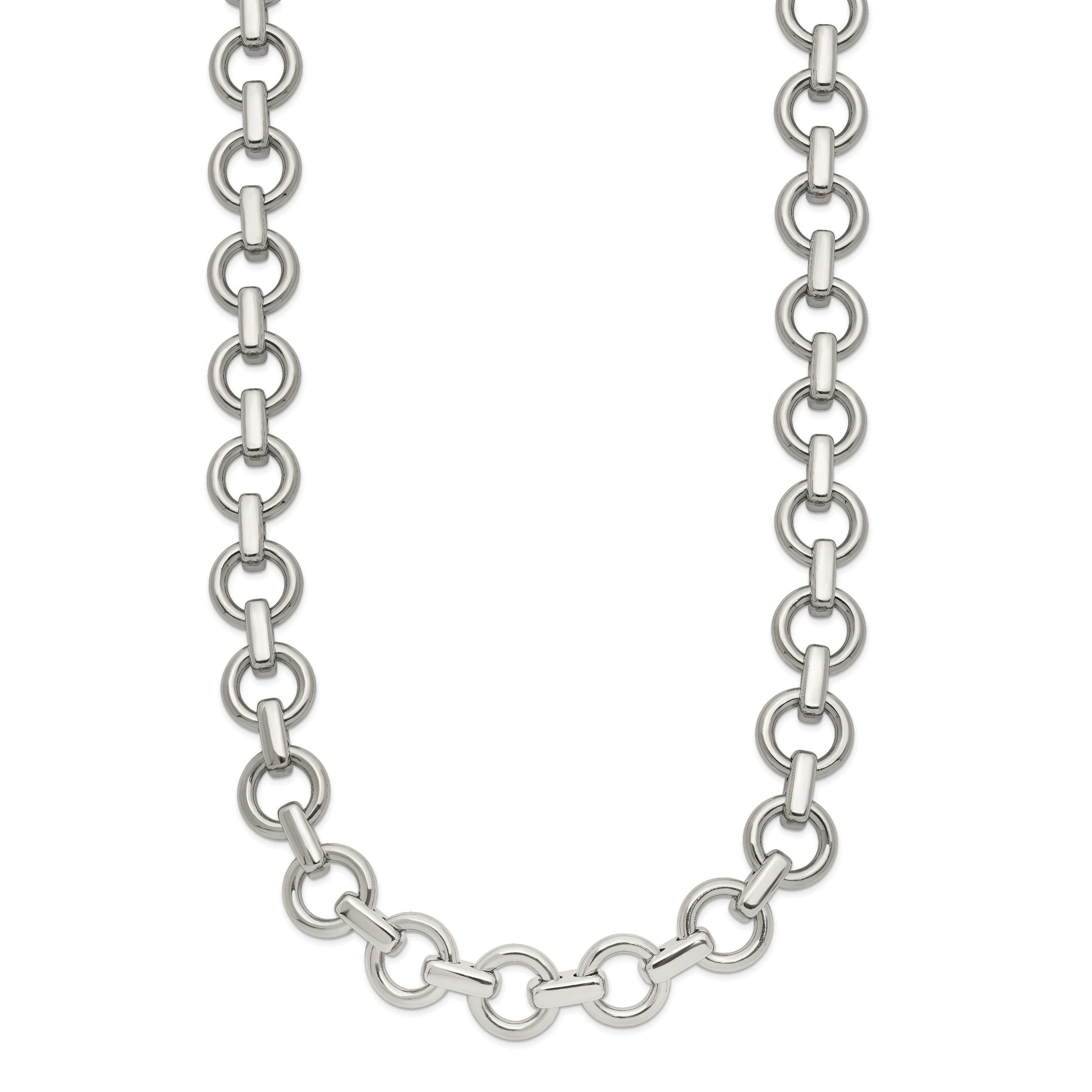 Chisel Stainless Steel Polished 20 inch Circle Link Necklace