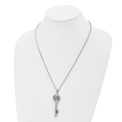 Chisel Stainless Steel Polished Heart Key Pendant on a 22 inch Cable Chain Necklace