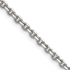 Chisel Stainless Steel Polished 3.4mm 24 inch Cable Chain