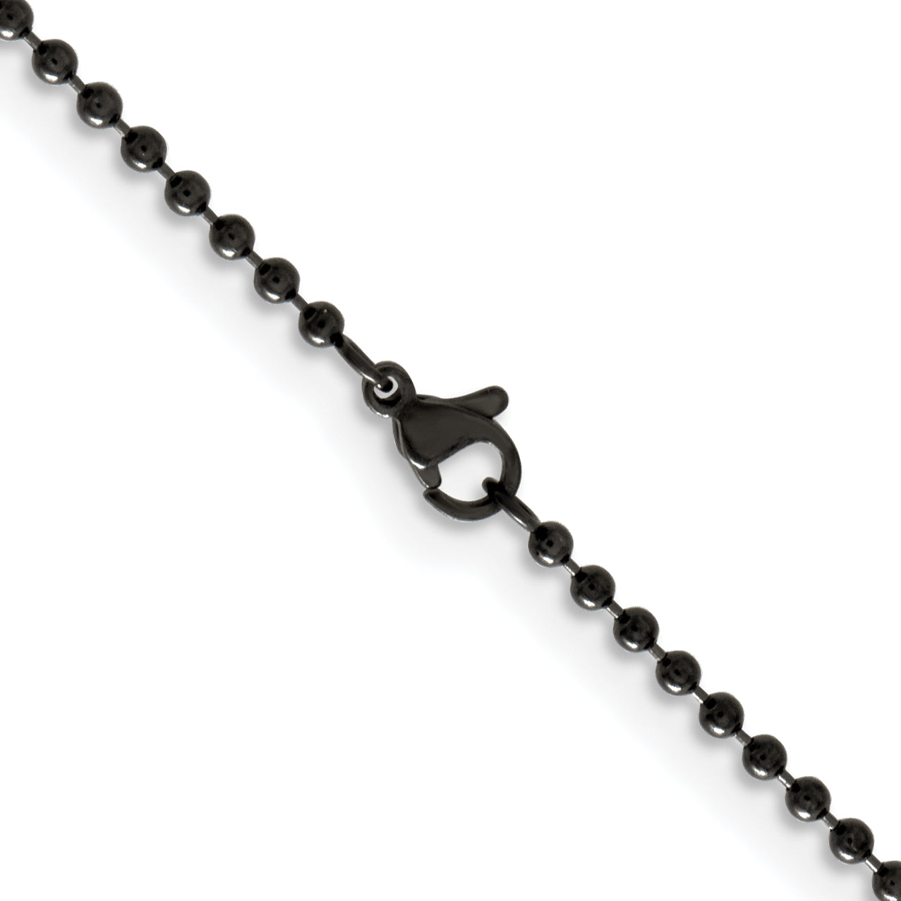 Chisel Stainless Steel Polished Black IP-plated 2.4mm 18 inch Ball Chain