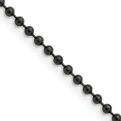 Chisel Stainless Steel Polished Black IP-plated 2.4mm 30 inch Ball Chain