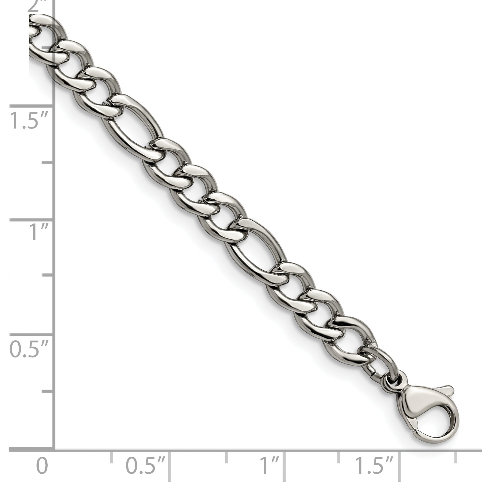 Chisel Stainless Steel Polished 5.3mm 7 inch Figaro Chain