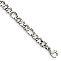 Chisel Stainless Steel Polished 5.3mm 7 inch Figaro Chain