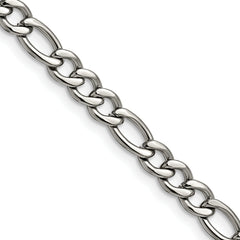 Chisel Stainless Steel Polished 5.3mm 24 inch Figaro Chain