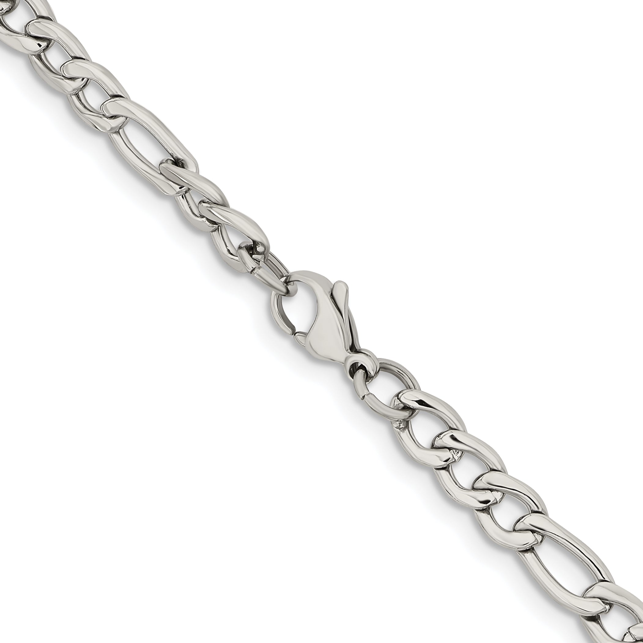 Chisel Stainless Steel Polished 6.3mm 20 inch Figaro Chain