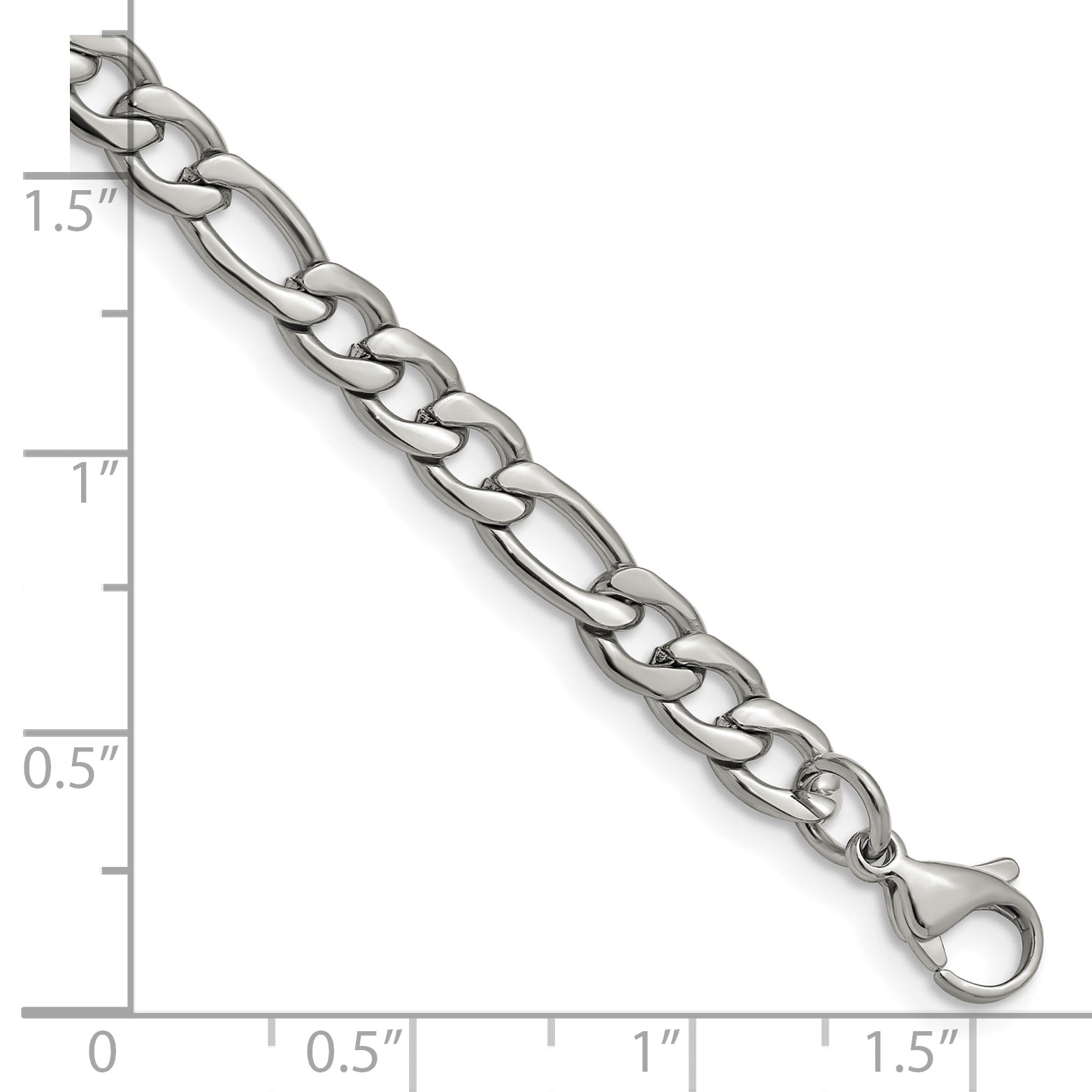 Chisel Stainless Steel Polished 6.3mm 8 inch Figaro Chain