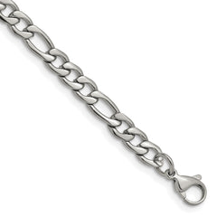 Chisel Stainless Steel Polished 6.3mm 8 inch Figaro Chain