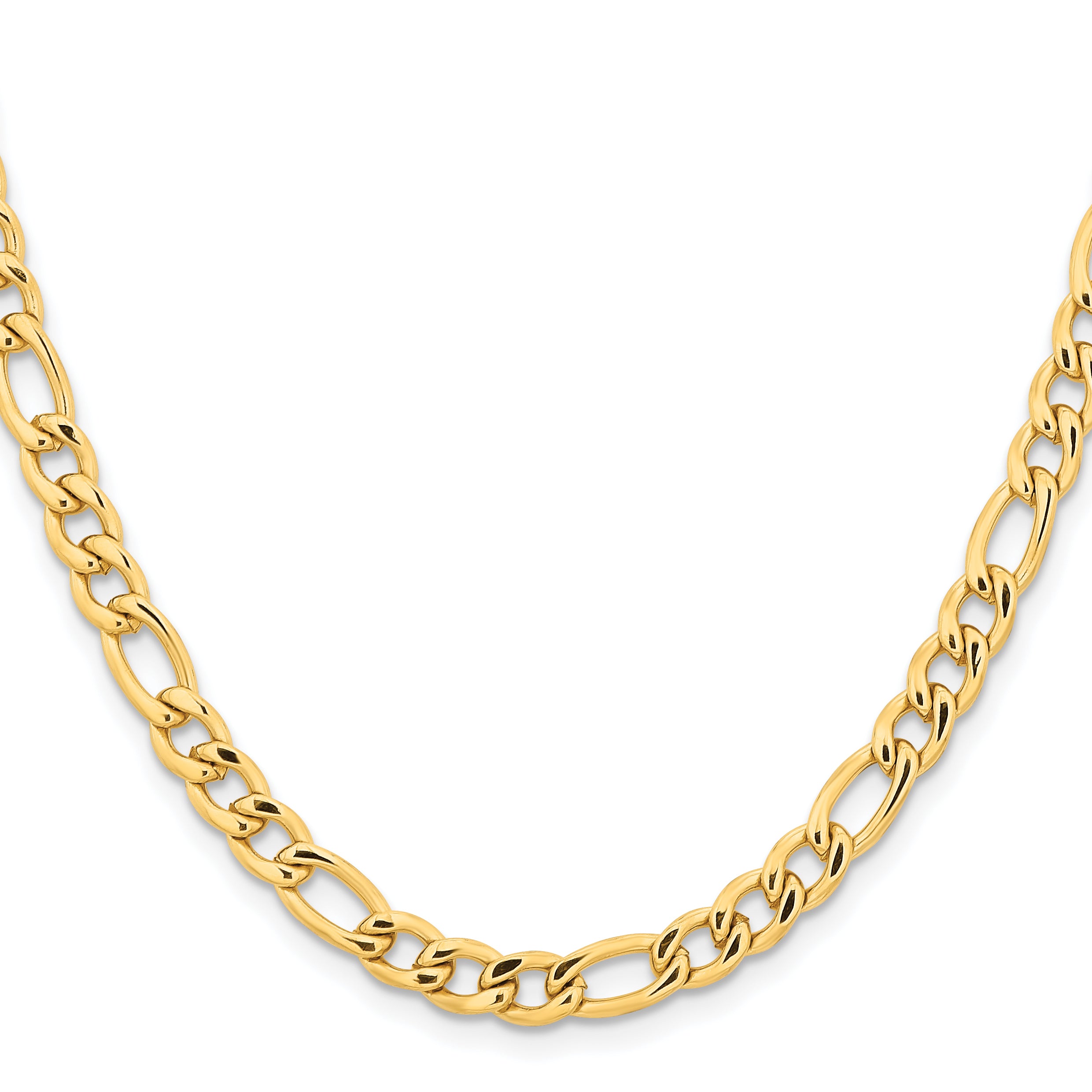 Chisel Stainless Steel Polished Yellow IP-plated 6.3mm 20 inch Figaro Chain