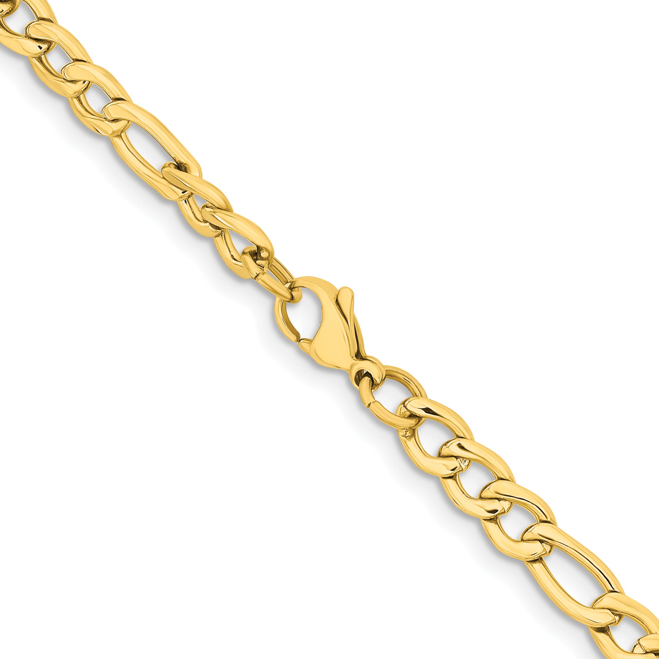 Chisel Stainless Steel Polished Yellow IP-plated 6.3mm 20 inch Figaro Chain