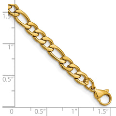 Chisel Stainless Steel Polished Yellow IP-plated 6.3mm 8 inch Figaro Chain