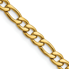 Chisel Stainless Steel Polished Yellow IP-plated 6.3mm 24 inch Figaro Chain