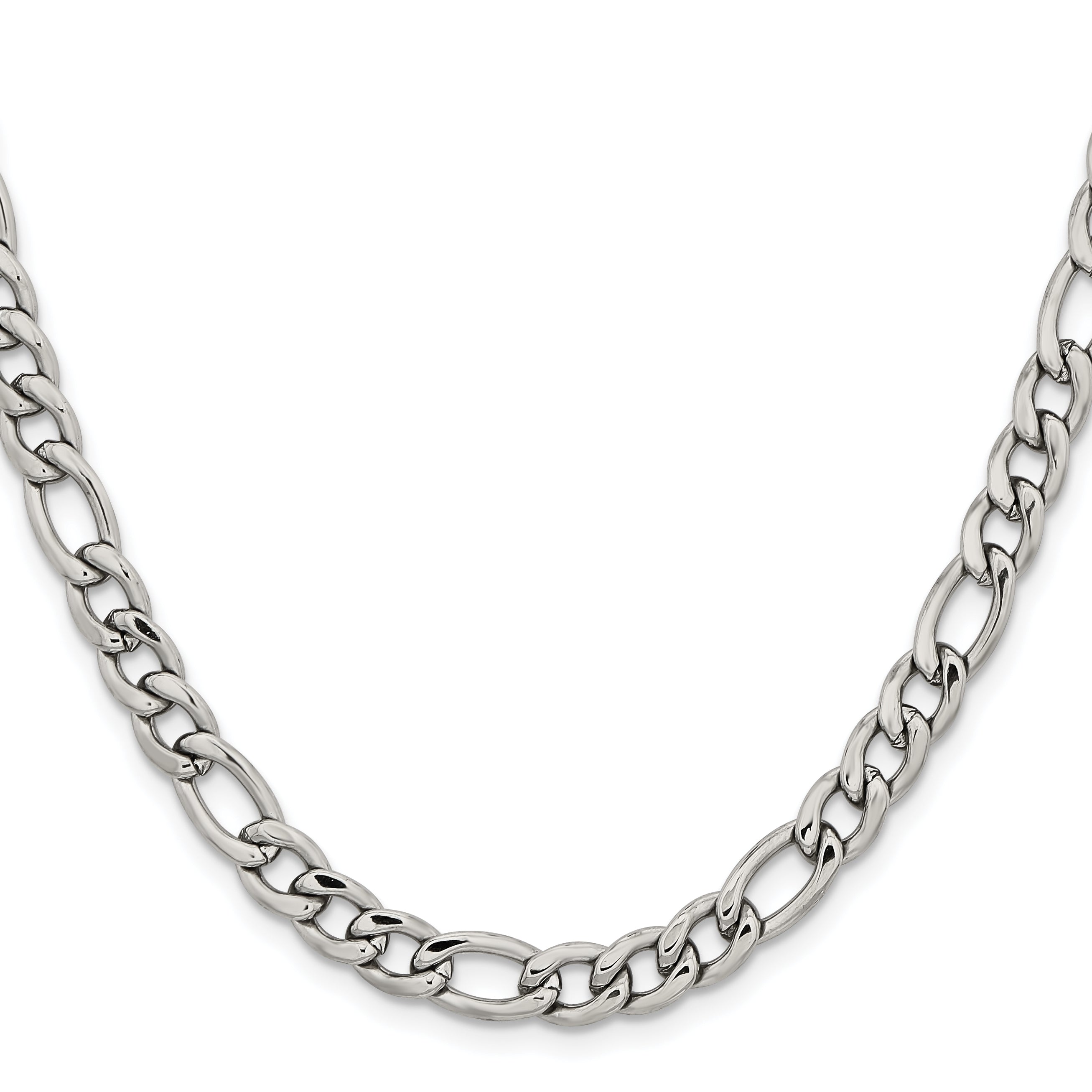 Chisel Stainless Steel Polished 6.75mm 20 inch Figaro Chain