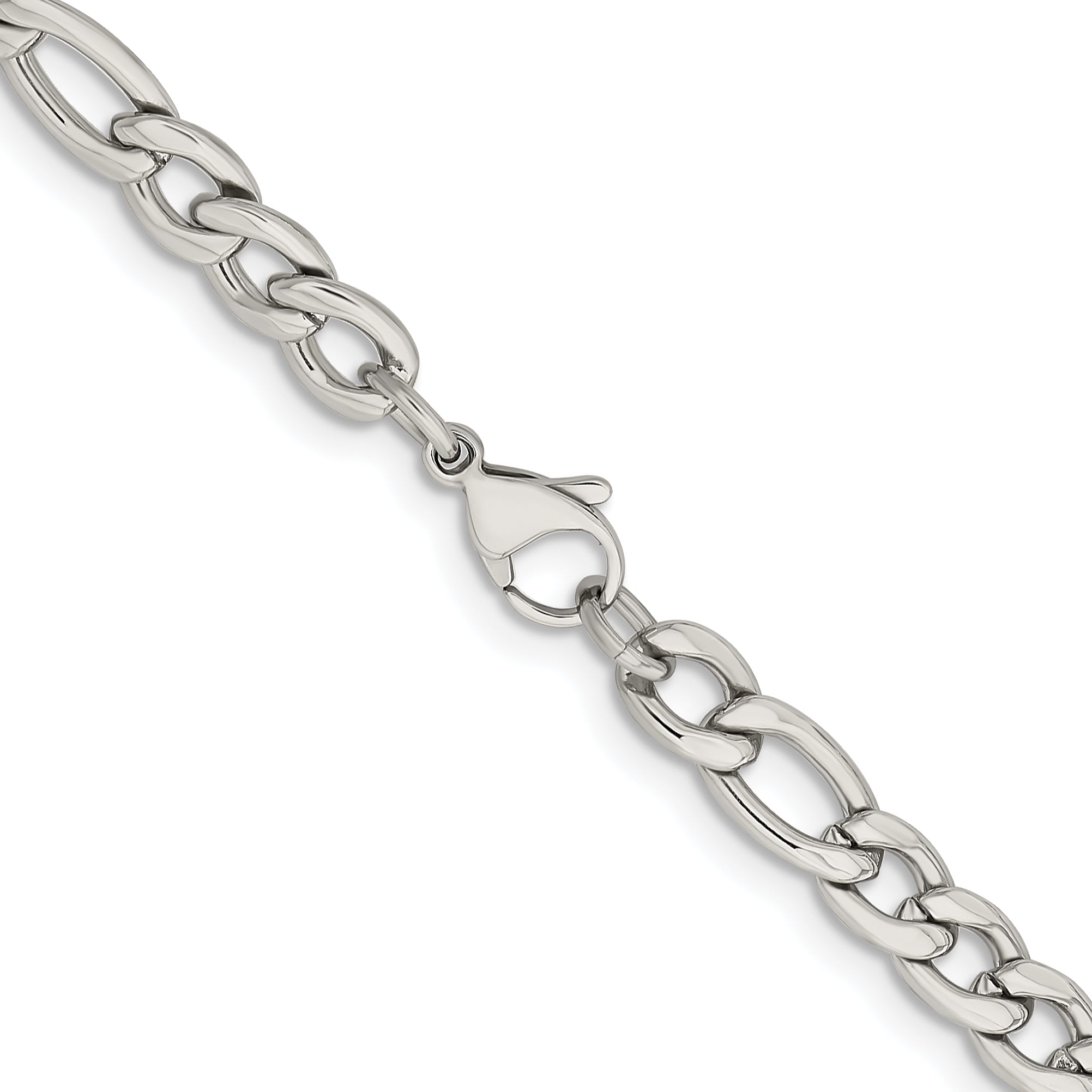 Chisel Stainless Steel Polished 6.75mm 20 inch Figaro Chain