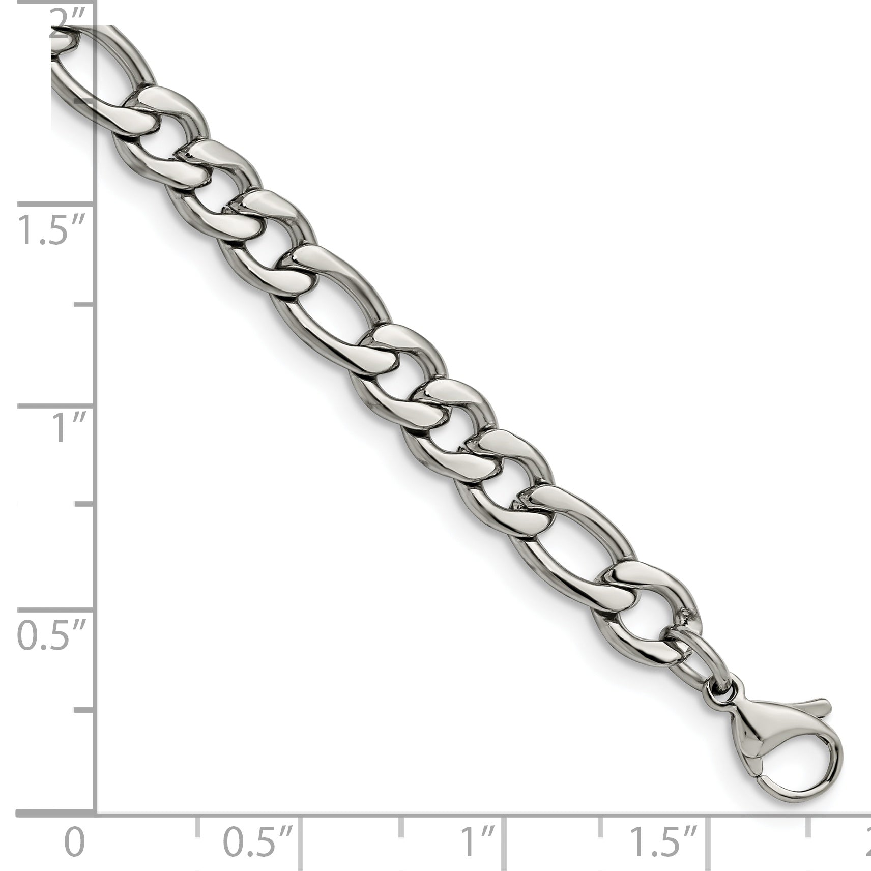 Chisel Stainless Steel Polished 6.75mm 8 inch Figaro Chain