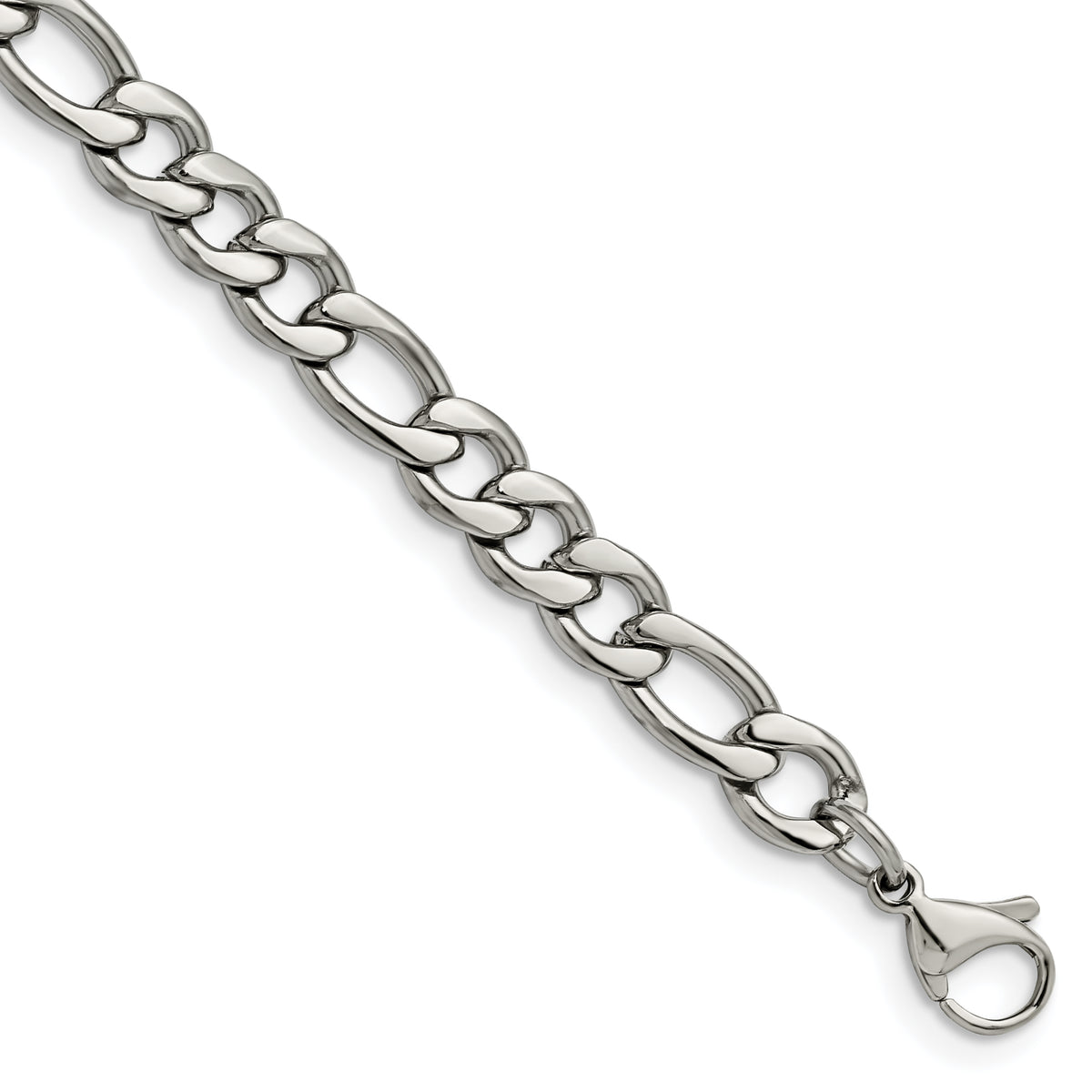 Chisel Stainless Steel Polished 6.75mm 8 inch Figaro Chain