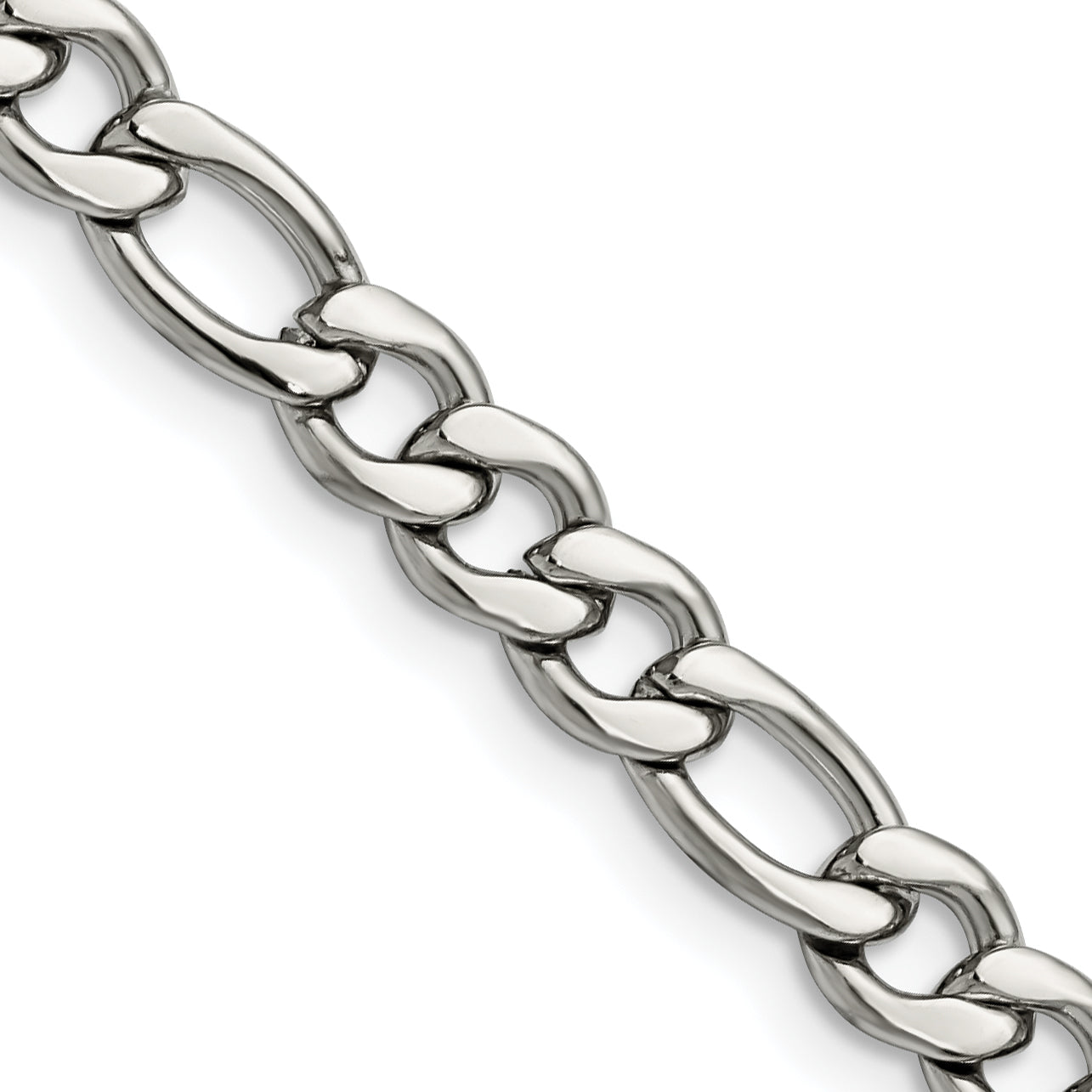 Chisel Stainless Steel Polished 6.75mm 24 inch Figaro Chain