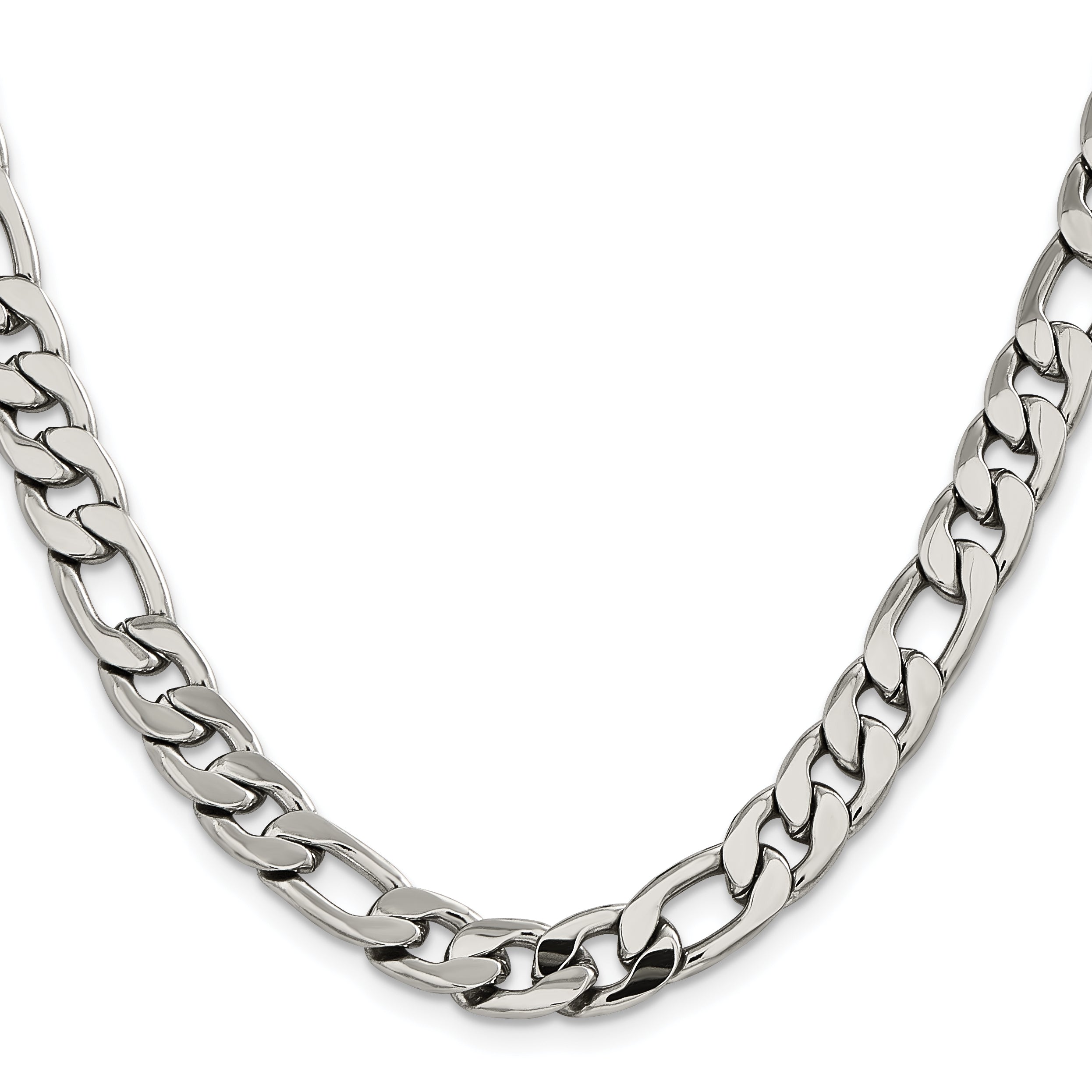 Chisel Stainless Steel Polished 8.75mm 22 inch Figaro Chain