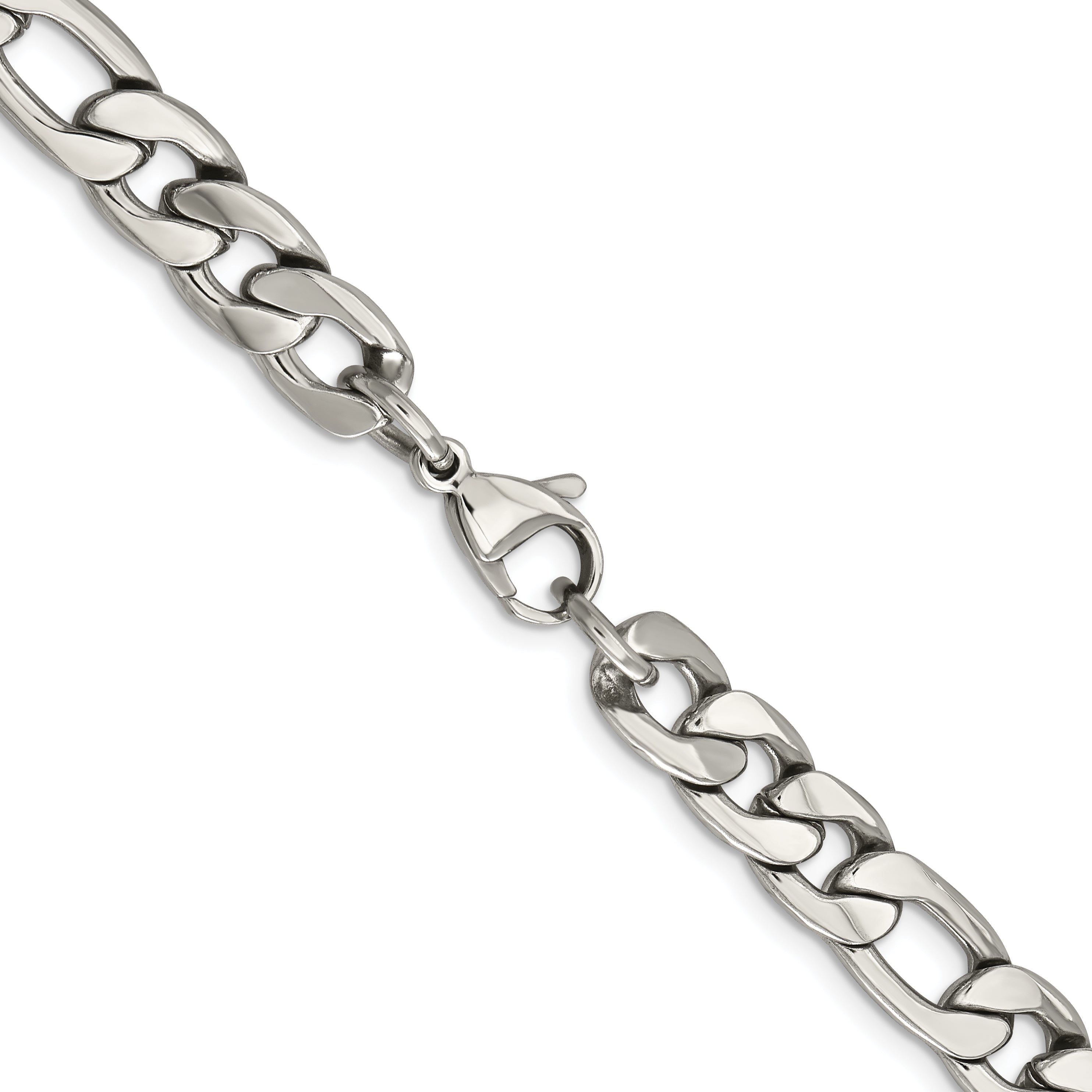 Chisel Stainless Steel Polished 8.75mm 22 inch Figaro Chain