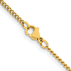 Chisel Stainless Steel Polished Yellow IP-plated 2.25mm 18 inch Round Curb Chain