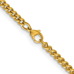 Chisel Stainless Steel Polished Yellow IP-plated 4mm 18 inch Round Curb Chain