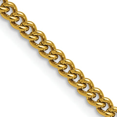 Chisel Stainless Steel Polished Yellow IP-plated 4mm 30 inch Round Curb Chain