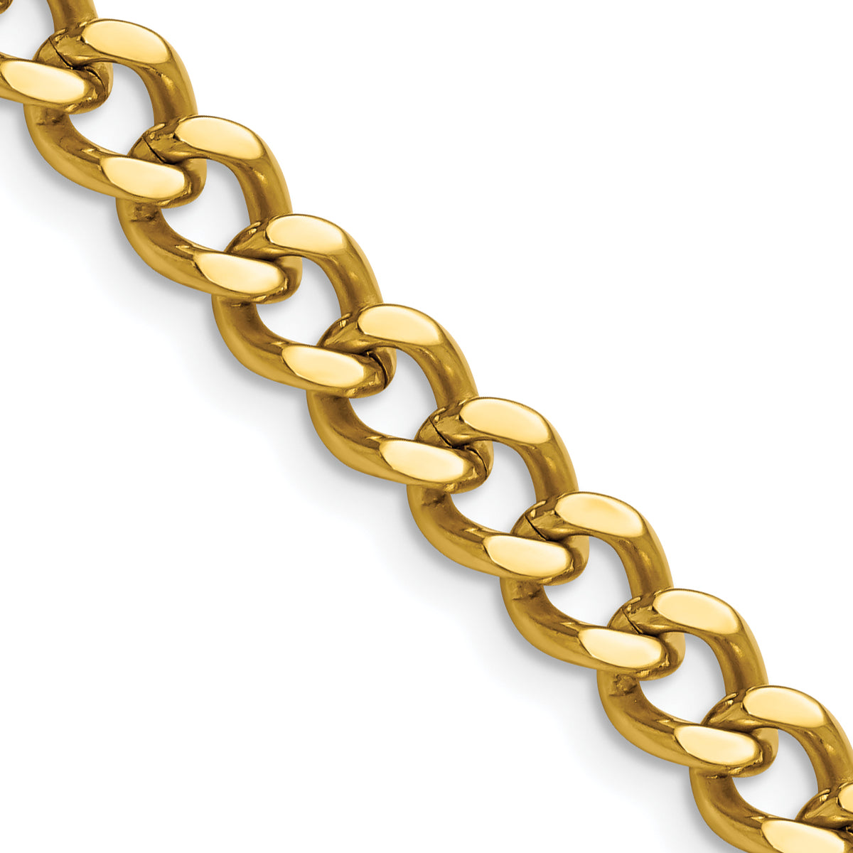 Chisel Stainless Steel Polished Yellow IP-plated 7.5mm 24 inch Curb Chain