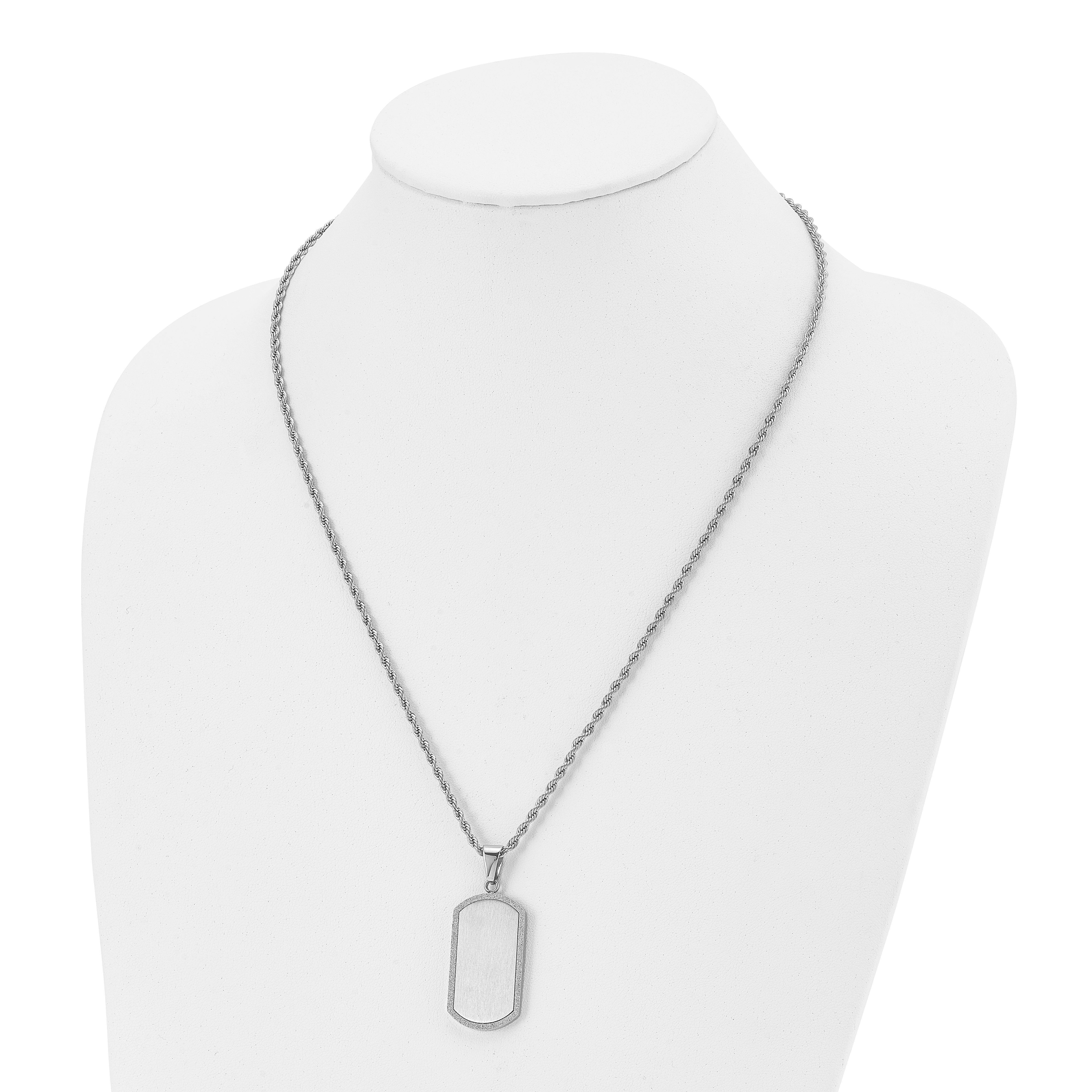 Chisel Stainless Steel Polished Laser Cut Edges Dog Tag on a 22 inch Rope Chain Necklace