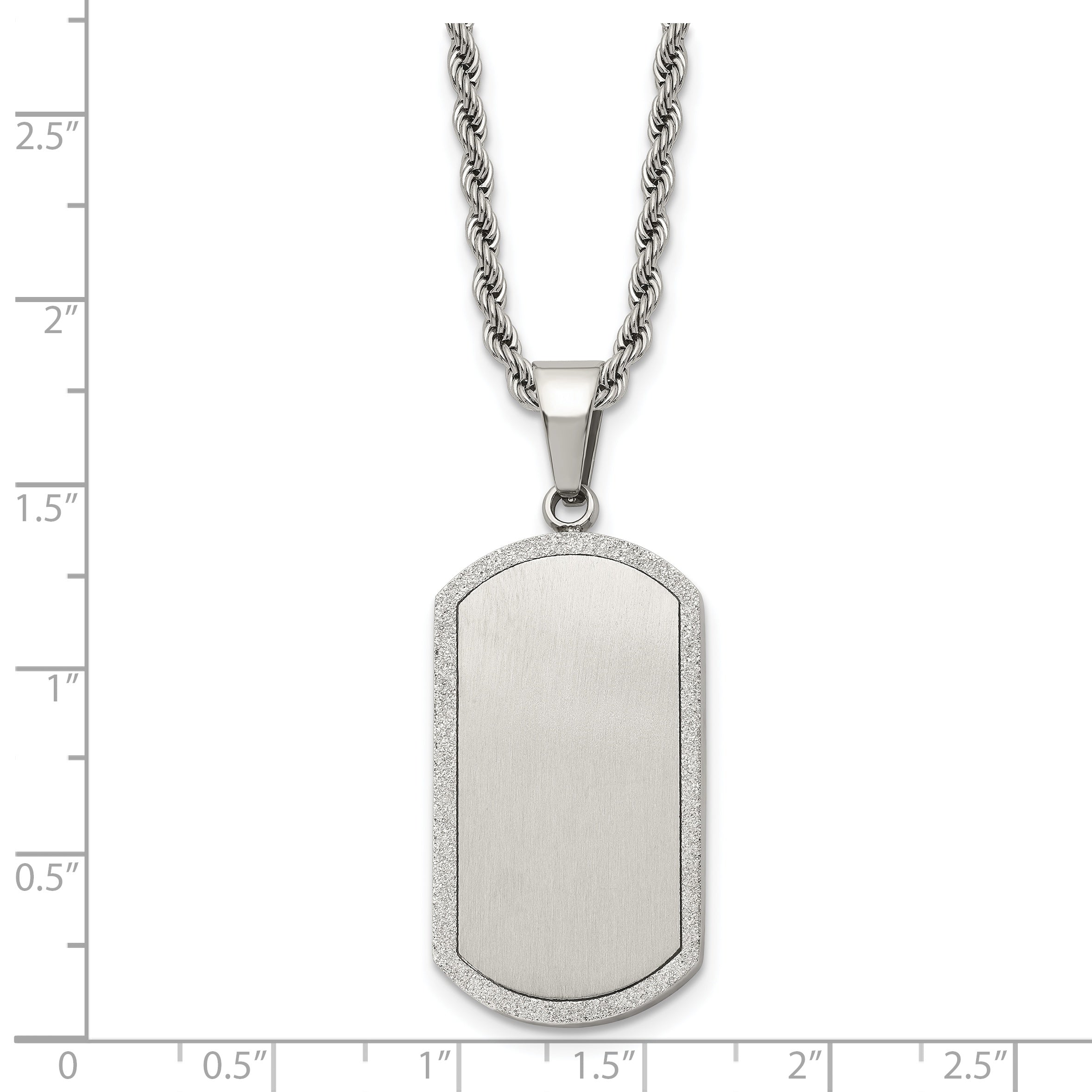 Chisel Stainless Steel Polished Laser Cut Edges Dog Tag on a 22 inch Rope Chain Necklace