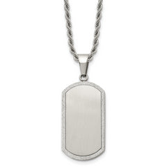 Chisel Stainless Steel Polished Laser Cut Edges Dog Tag on a 22 inch Rope Chain Necklace