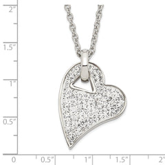 Stainless Steel Clear Crystal Heart Pendant Necklace