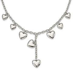 Chisel Stainless Steel Polished Hearts on a 18 inch Cable Chain Necklace