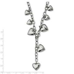 Chisel Stainless Steel Polished Hearts on a 18 inch Cable Chain Necklace