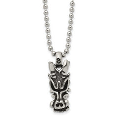 Chisel Stainless Steel Antiqued and Polished Dragon Head Pendant on a 22 inch Ball Chain Necklace