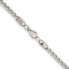 Chisel Stainless Steel Polished 4mm 20 inch Wheat Chain